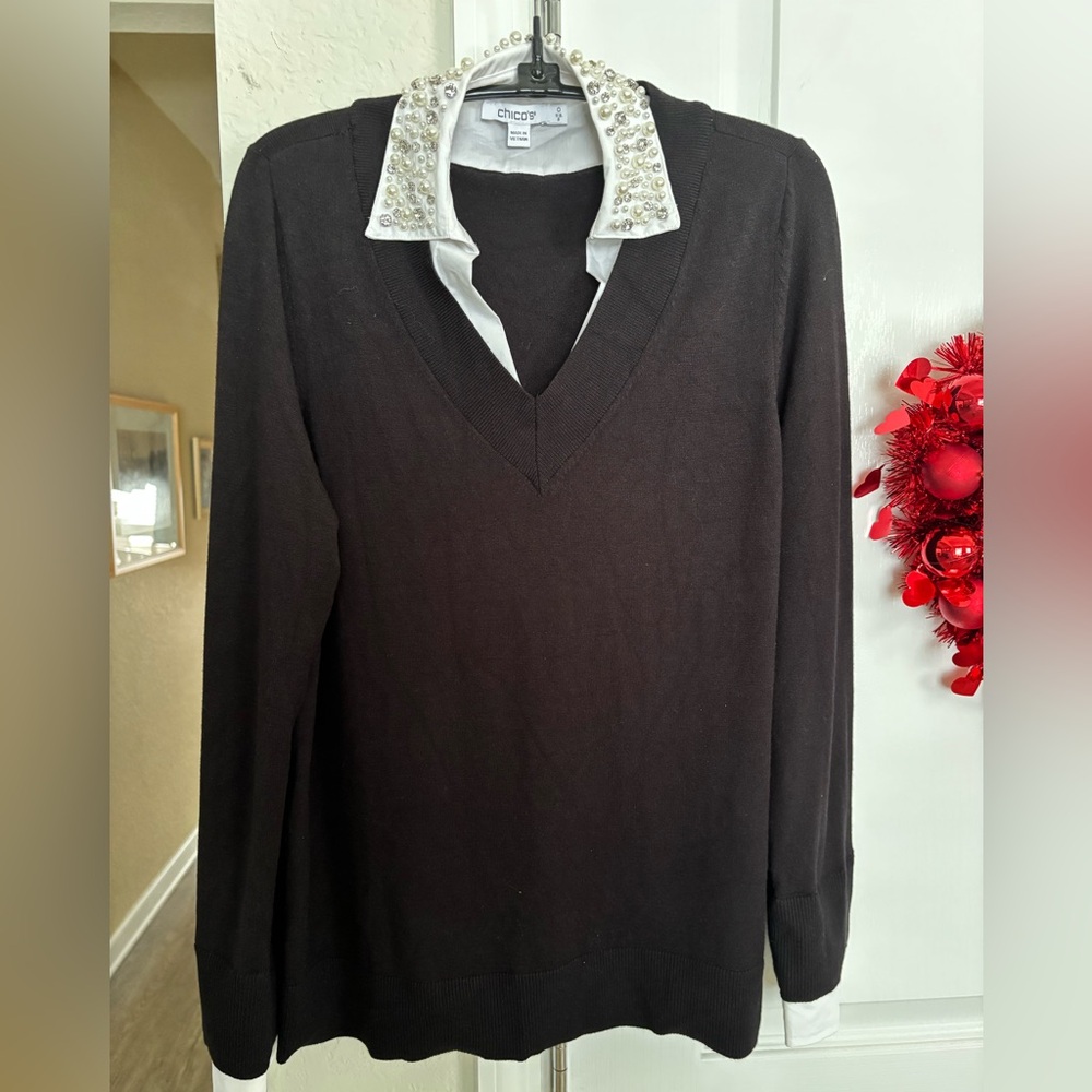 EUC - WORN ONE TIME! CHICO’S 2-n-1 SWEATER BLOUSE